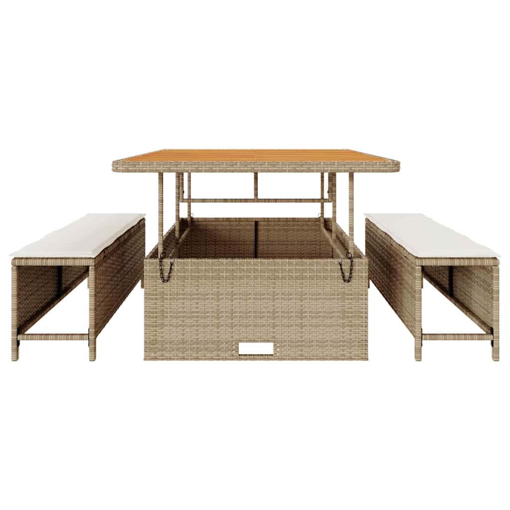 Tuin eettafelset Beige poly rattan is nu te koop bij PeponiXL, paradijselijk wonen!
