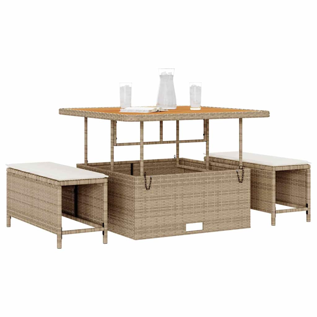 Tuin eettafelset Beige poly rattan is nu te koop bij PeponiXL, paradijselijk wonen!