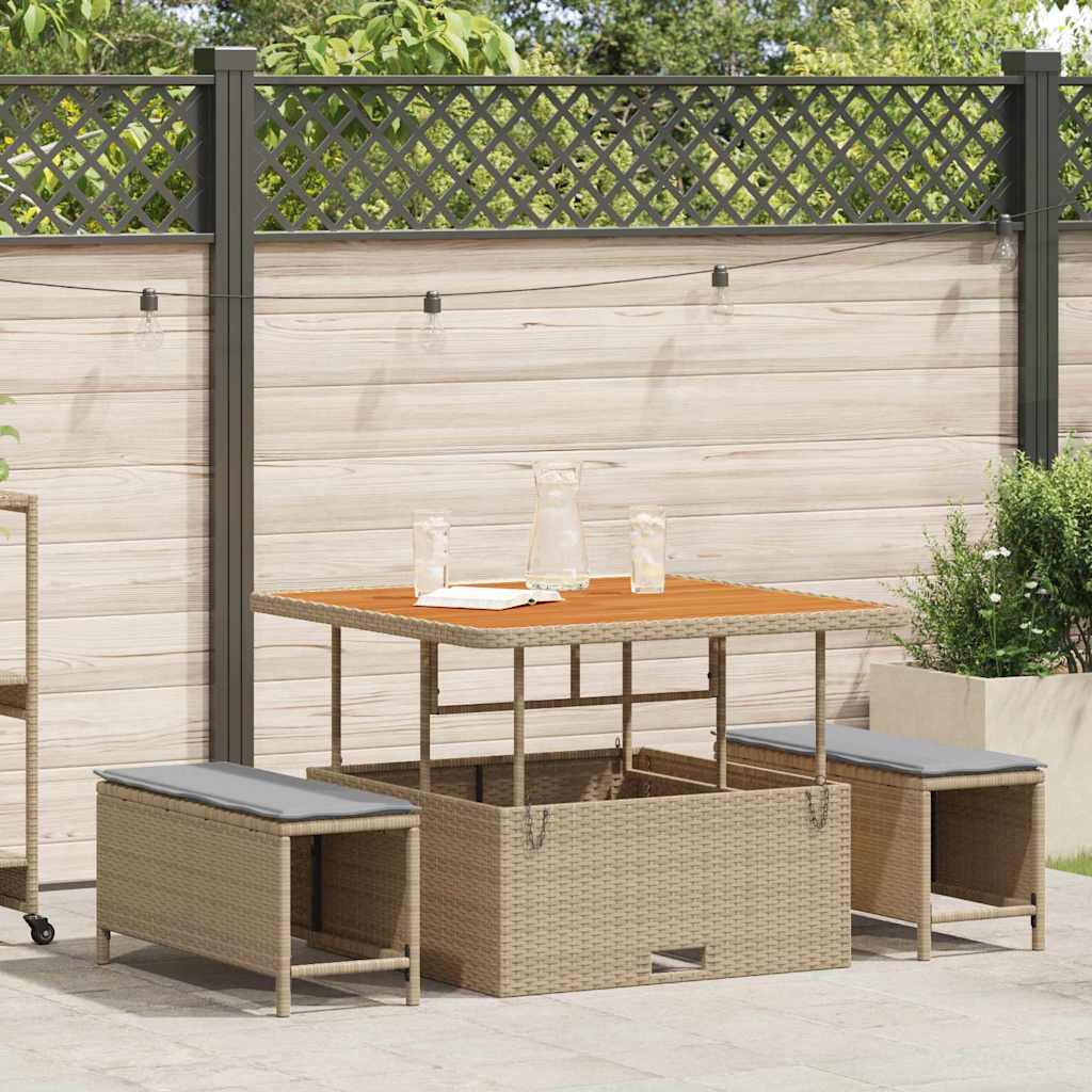 Tuin eettafelset Beige poly rattan is nu te koop bij PeponiXL, paradijselijk wonen!