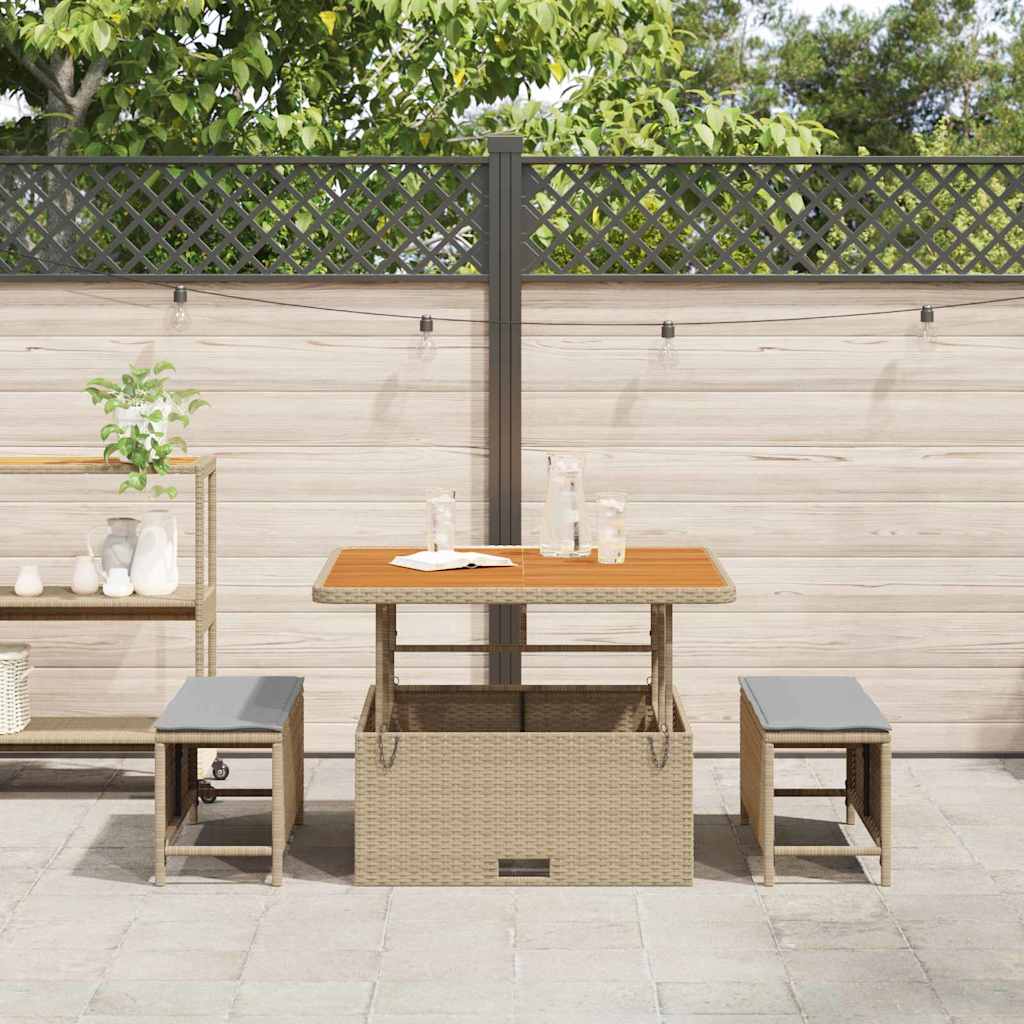 Tuin eettafelset Beige poly rattan is nu te koop bij PeponiXL, paradijselijk wonen!