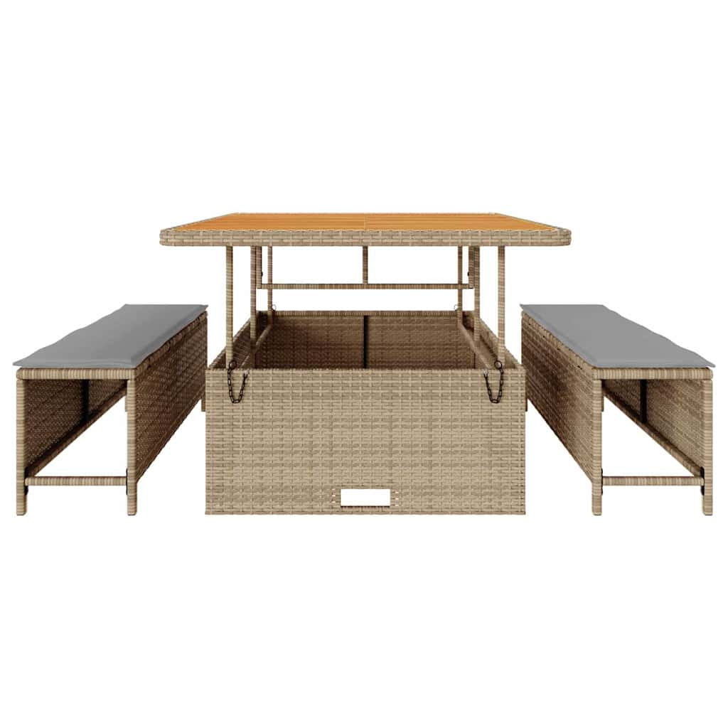Tuin eettafelset Beige poly rattan is nu te koop bij PeponiXL, paradijselijk wonen!