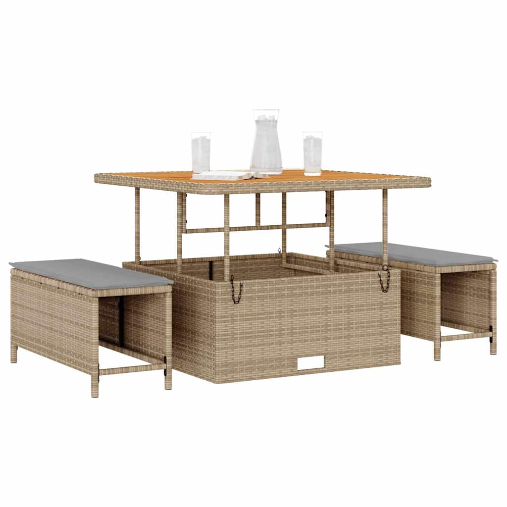 Tuin eettafelset Beige poly rattan is nu te koop bij PeponiXL, paradijselijk wonen!
