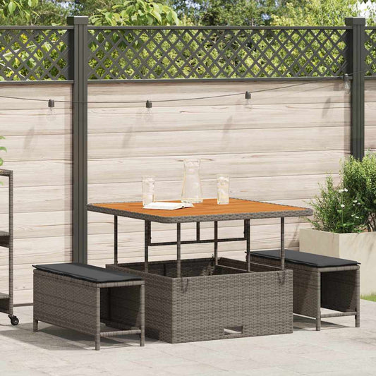 Tuin eettafelset Grijs poly rattan is nu te koop bij PeponiXL, paradijselijk wonen!