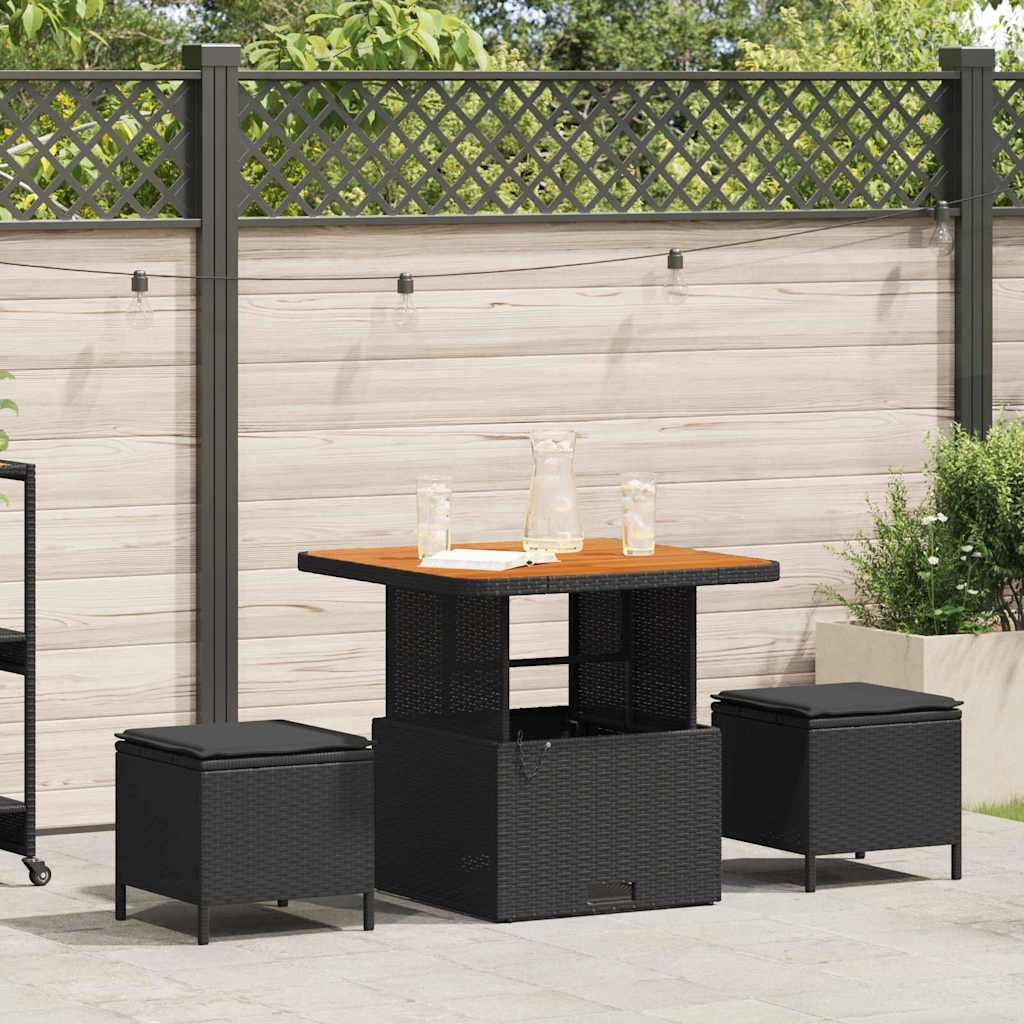 Tuin eettafelset Zwart poly rattan is nu te koop bij PeponiXL, paradijselijk wonen!