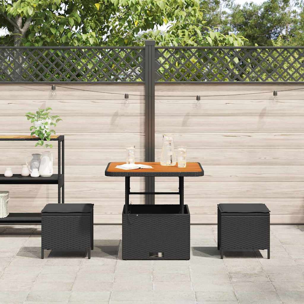 Tuin eettafelset Zwart poly rattan is nu te koop bij PeponiXL, paradijselijk wonen!