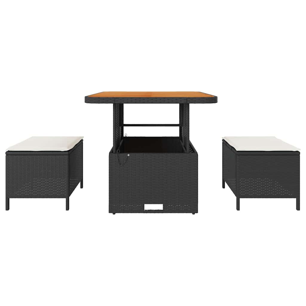 Tuin eettafelset Zwart poly rattan is nu te koop bij PeponiXL, paradijselijk wonen!