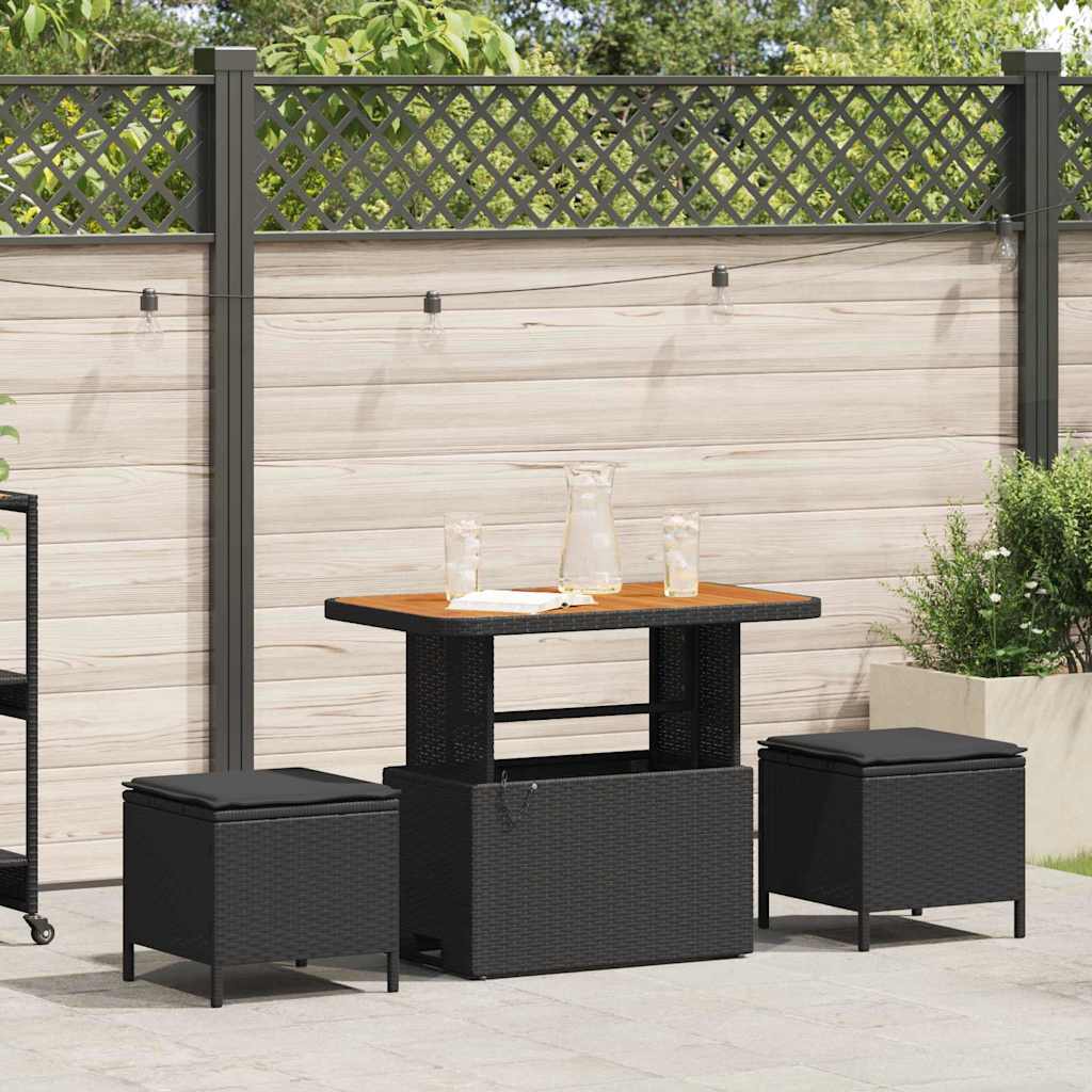 Tuin eettafelset Zwart poly rattan is nu te koop bij PeponiXL, paradijselijk wonen!