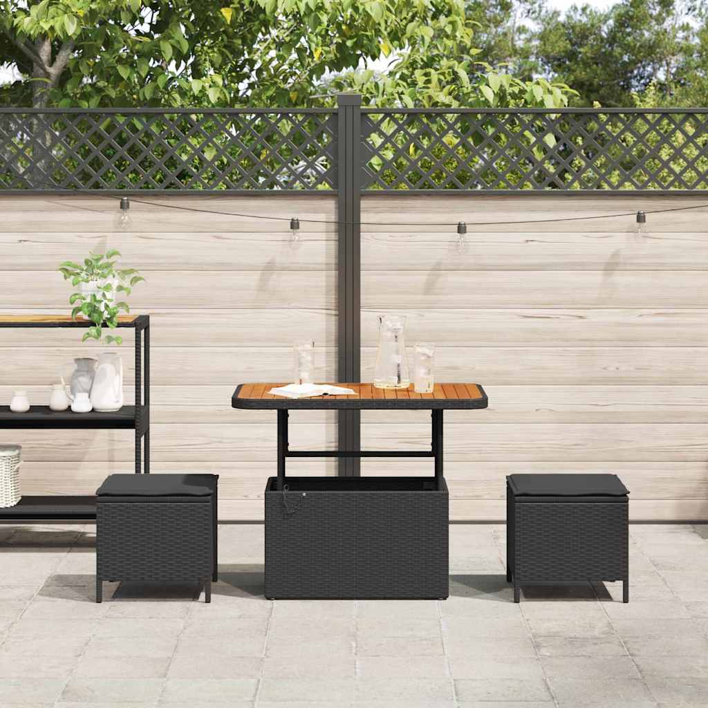 Tuin eettafelset Zwart poly rattan is nu te koop bij PeponiXL, paradijselijk wonen!