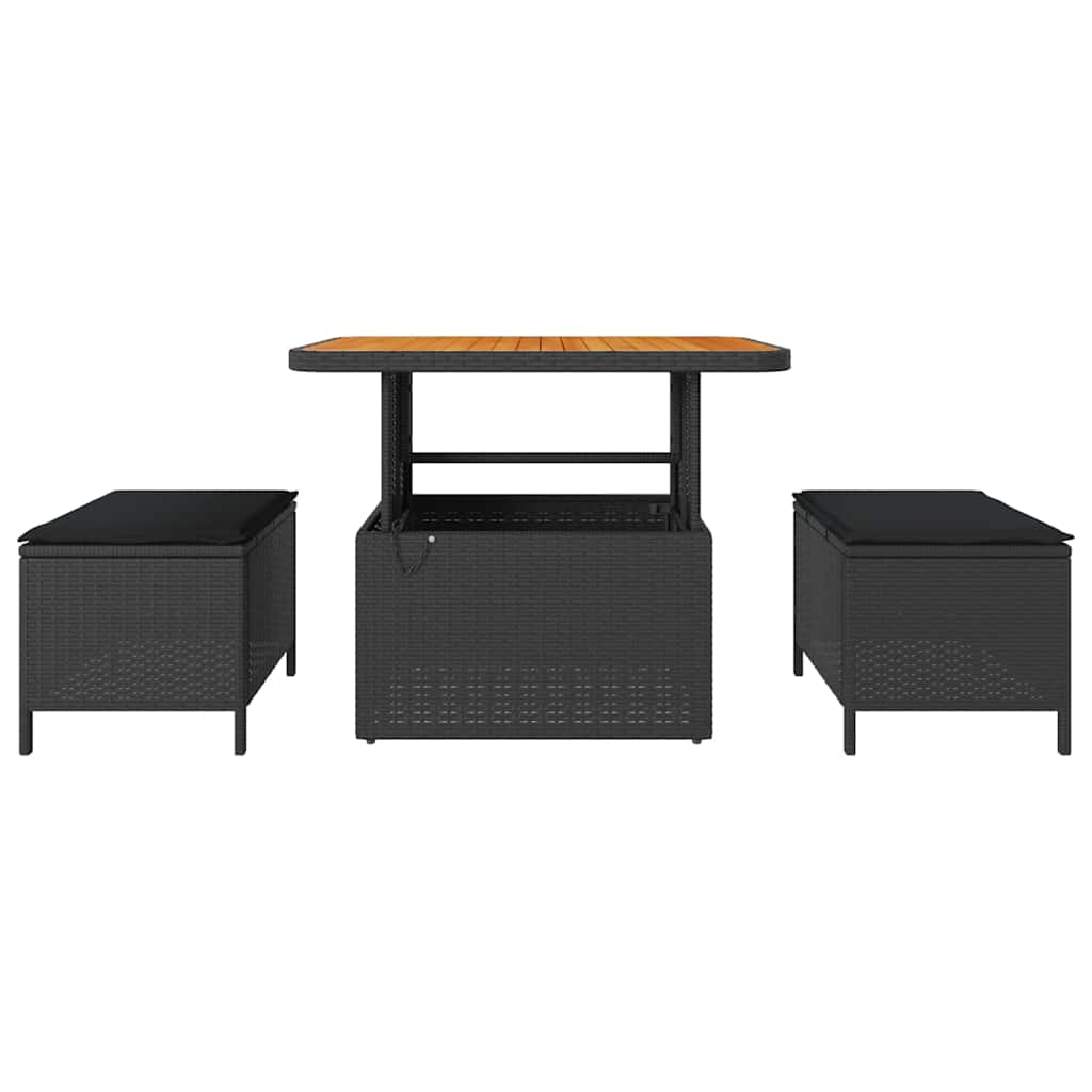 Tuin eettafelset Zwart poly rattan is nu te koop bij PeponiXL, paradijselijk wonen!