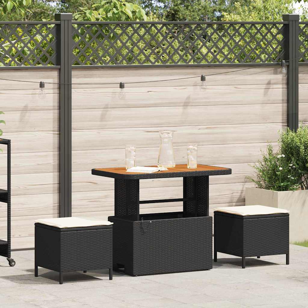 Tuin eettafelset Zwart poly rattan is nu te koop bij PeponiXL, paradijselijk wonen!