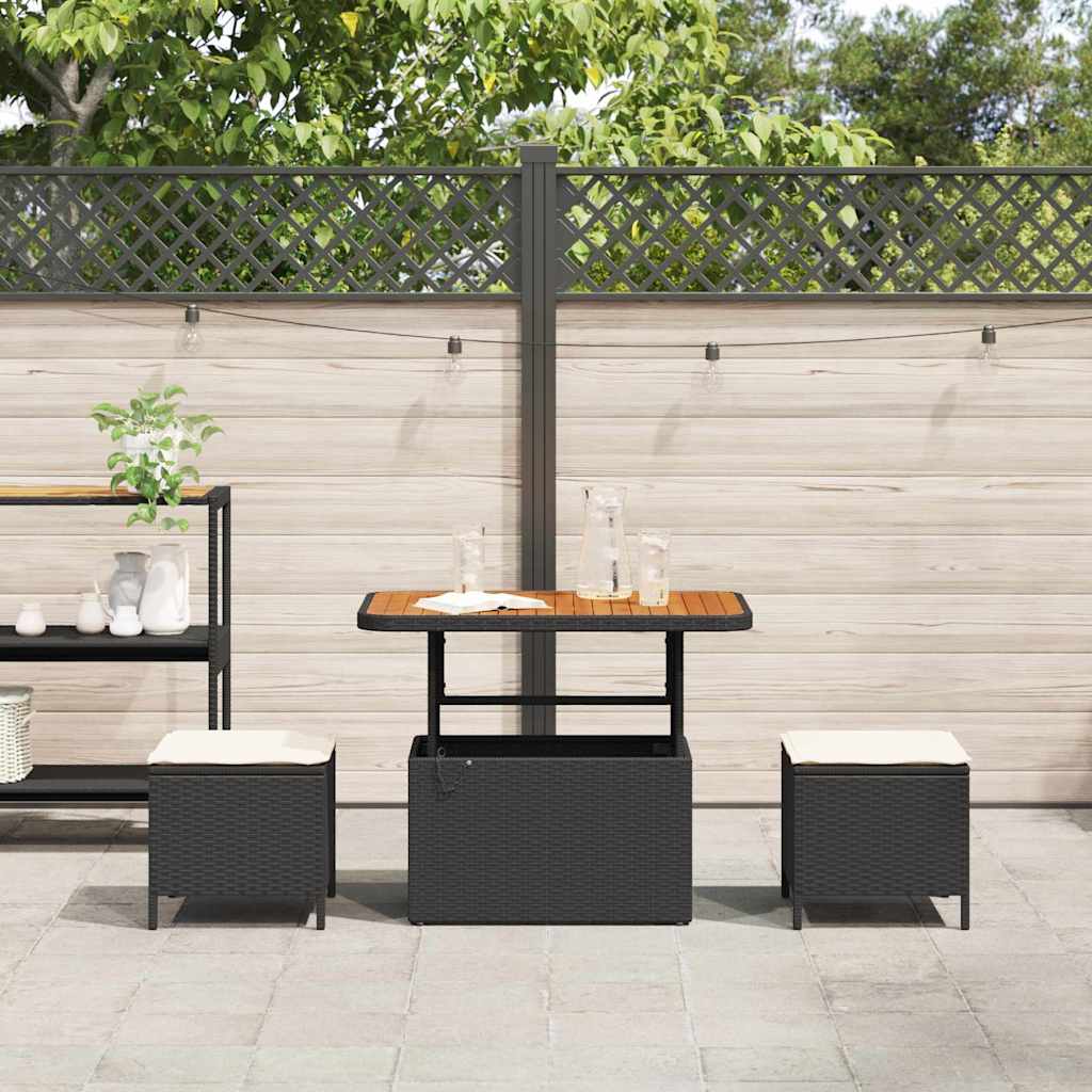 Tuin eettafelset Zwart poly rattan is nu te koop bij PeponiXL, paradijselijk wonen!