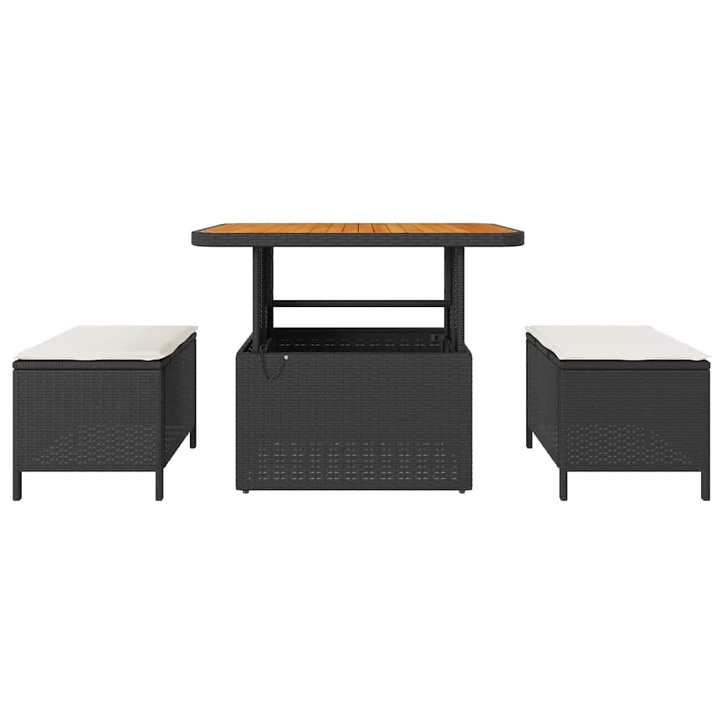 Tuin eettafelset Zwart poly rattan is nu te koop bij PeponiXL, paradijselijk wonen!