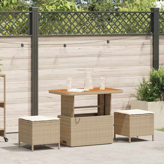 Tuin eettafelset Beige poly rattan is nu te koop bij PeponiXL, paradijselijk wonen!