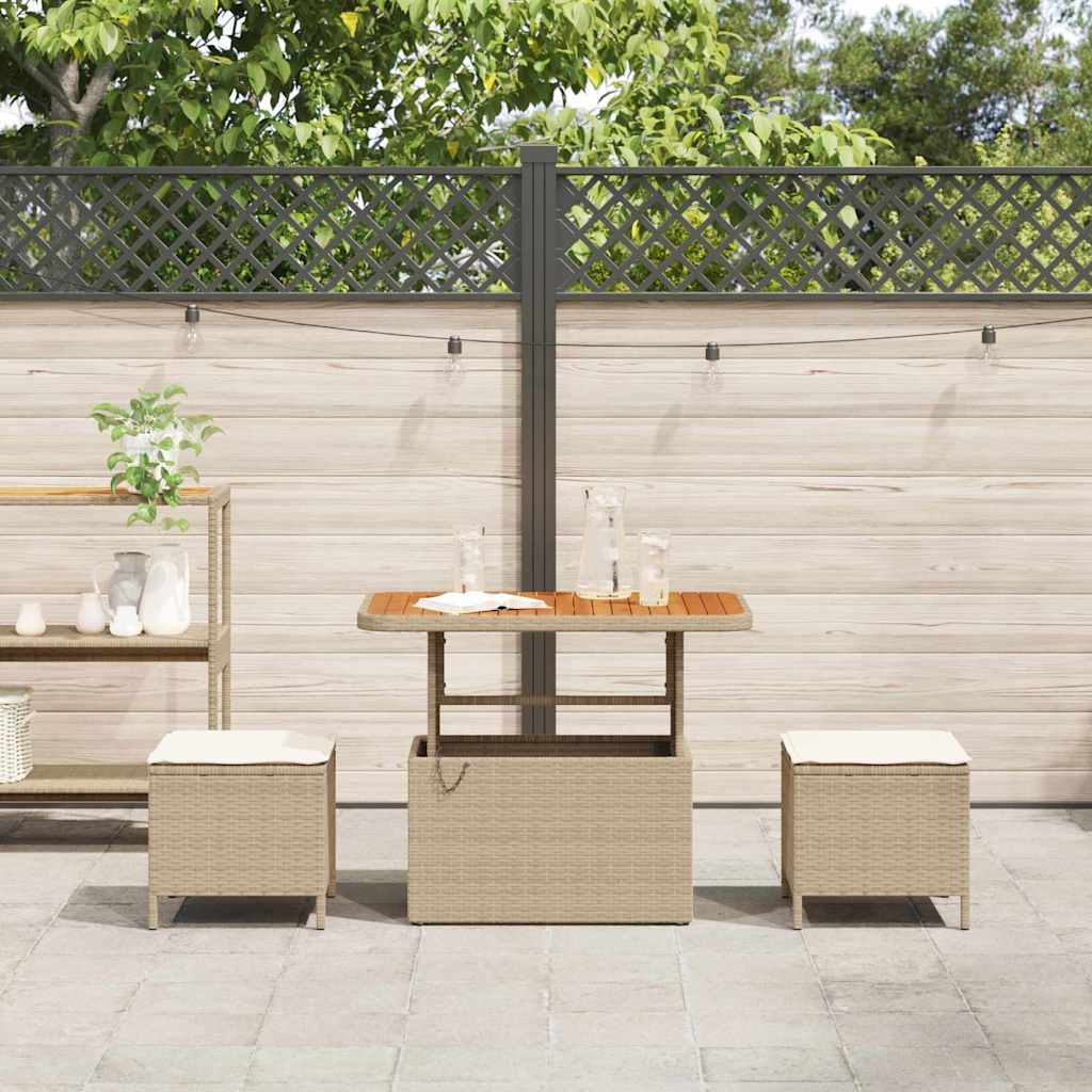 Tuin eettafelset Beige poly rattan is nu te koop bij PeponiXL, paradijselijk wonen!