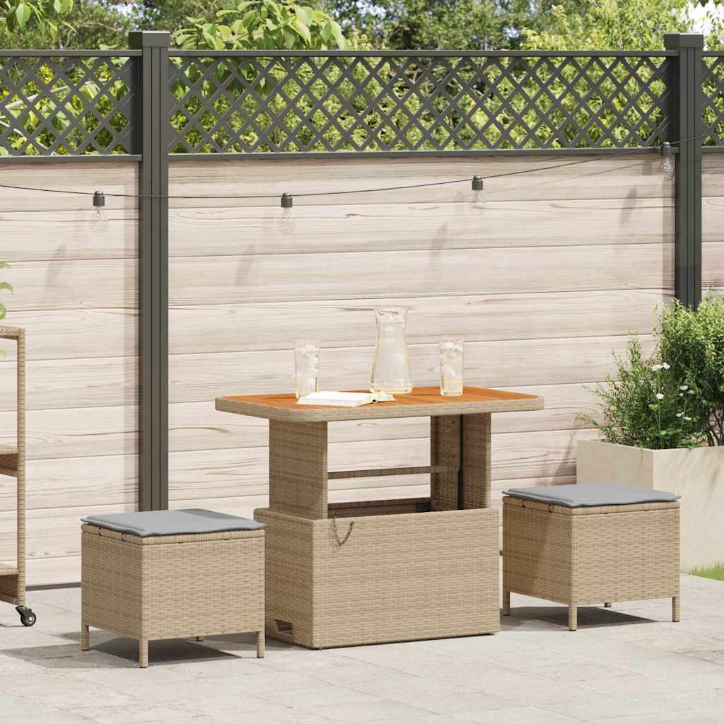 Tuin eettafelset Beige poly rattan is nu te koop bij PeponiXL, paradijselijk wonen!