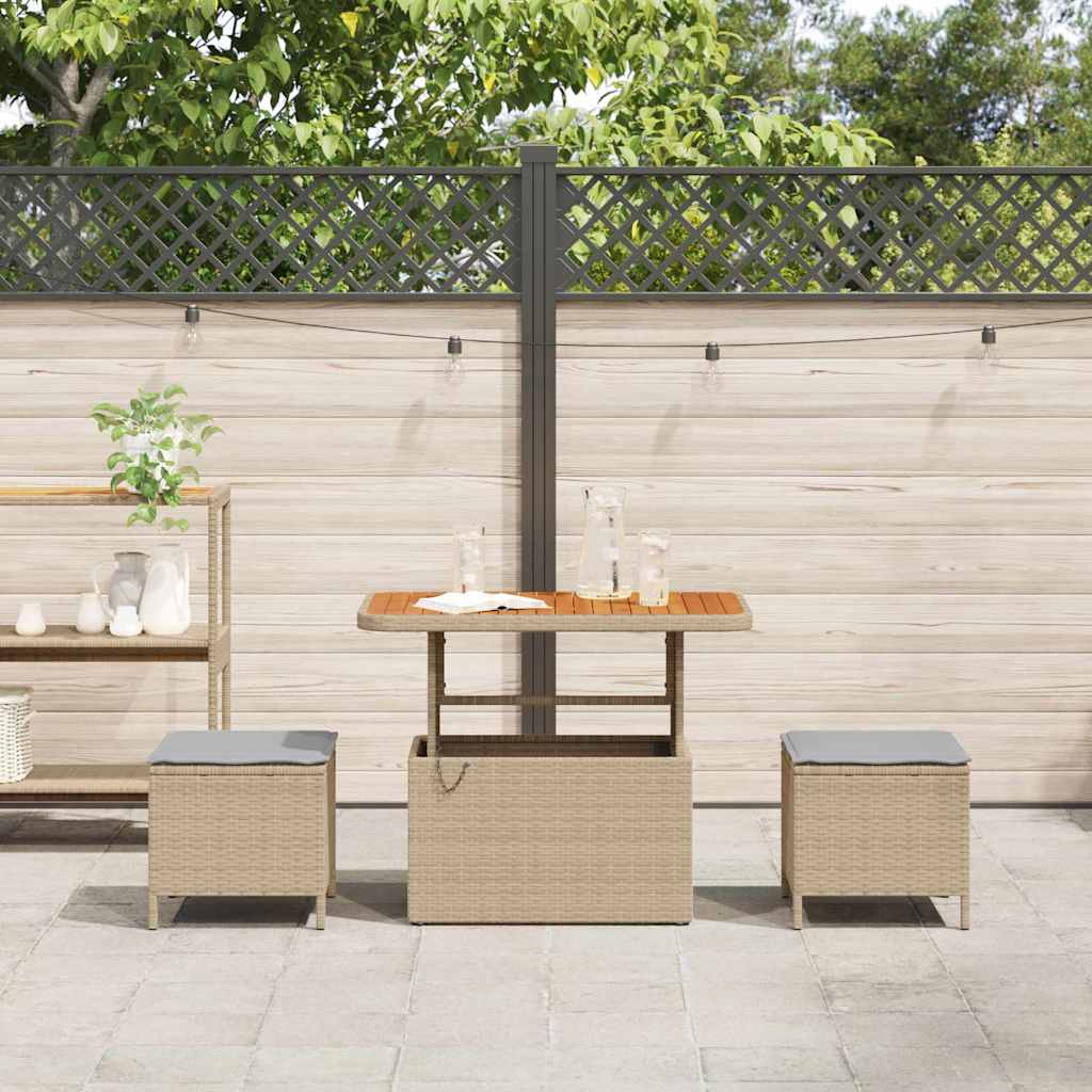 Tuin eettafelset Beige poly rattan is nu te koop bij PeponiXL, paradijselijk wonen!