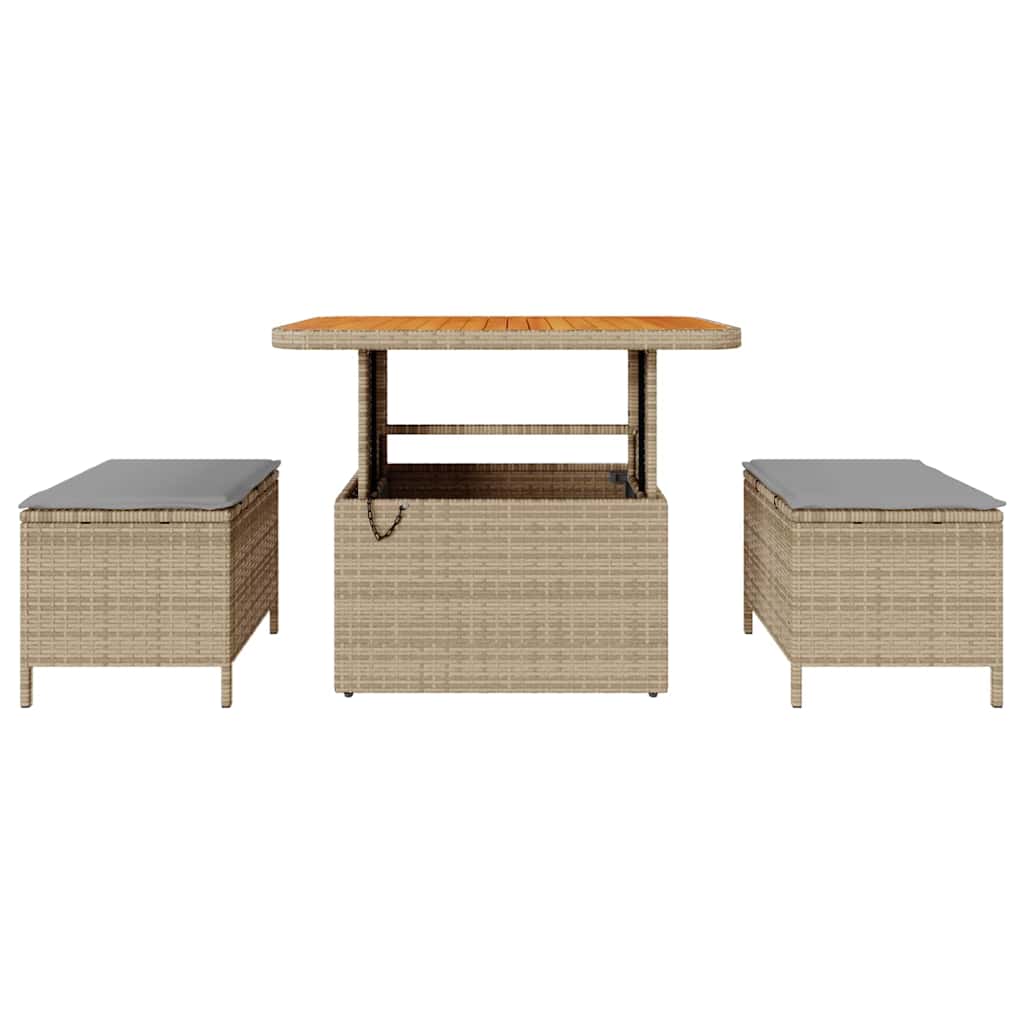 Tuin eettafelset Beige poly rattan is nu te koop bij PeponiXL, paradijselijk wonen!