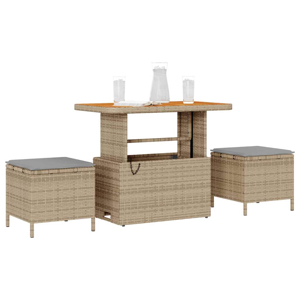 Tuin eettafelset Beige poly rattan is nu te koop bij PeponiXL, paradijselijk wonen!