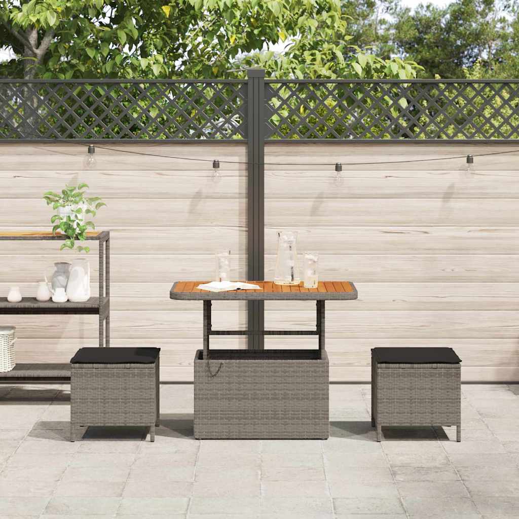 Tuin eettafelset Grijs poly rattan is nu te koop bij PeponiXL, paradijselijk wonen!
