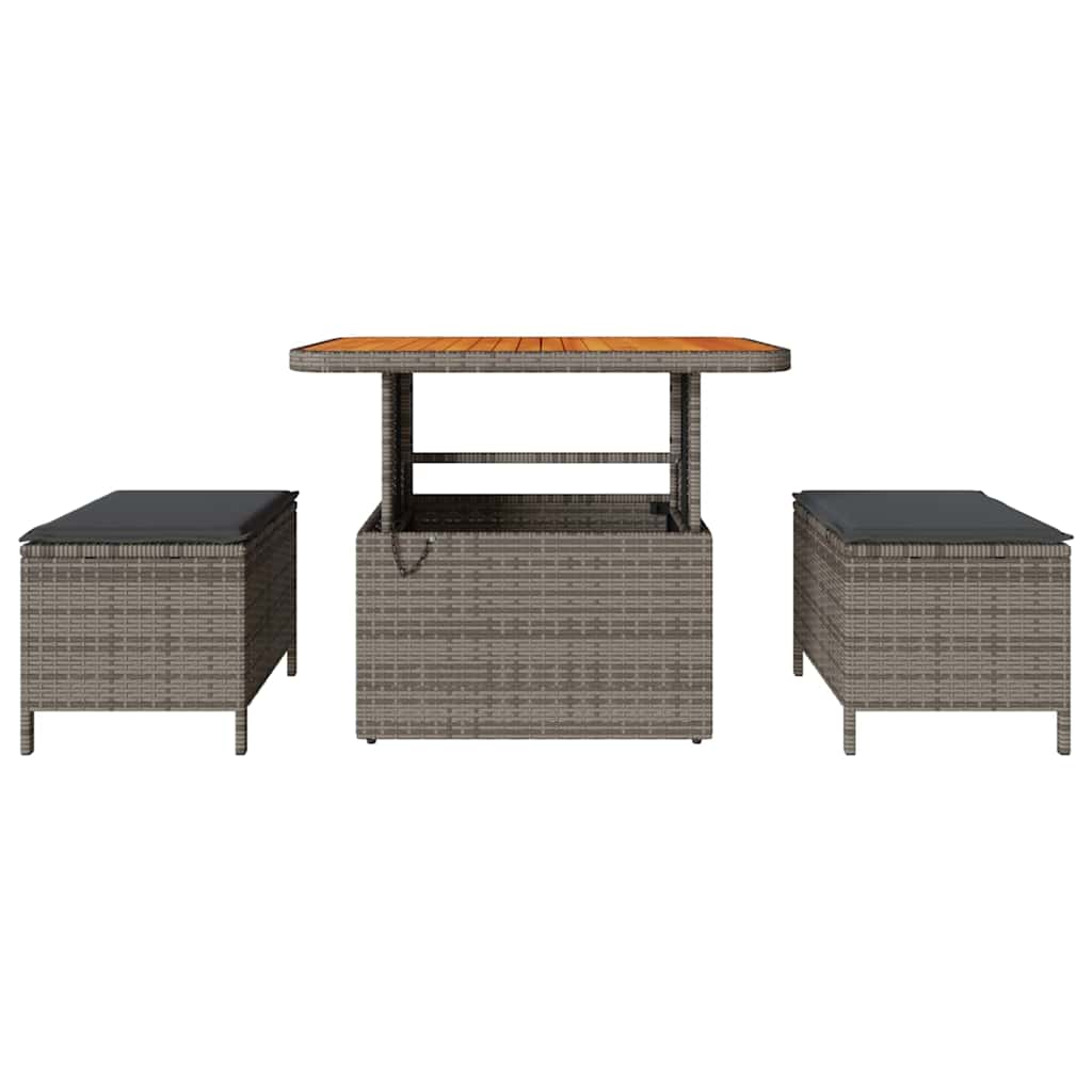 Tuin eettafelset Grijs poly rattan is nu te koop bij PeponiXL, paradijselijk wonen!
