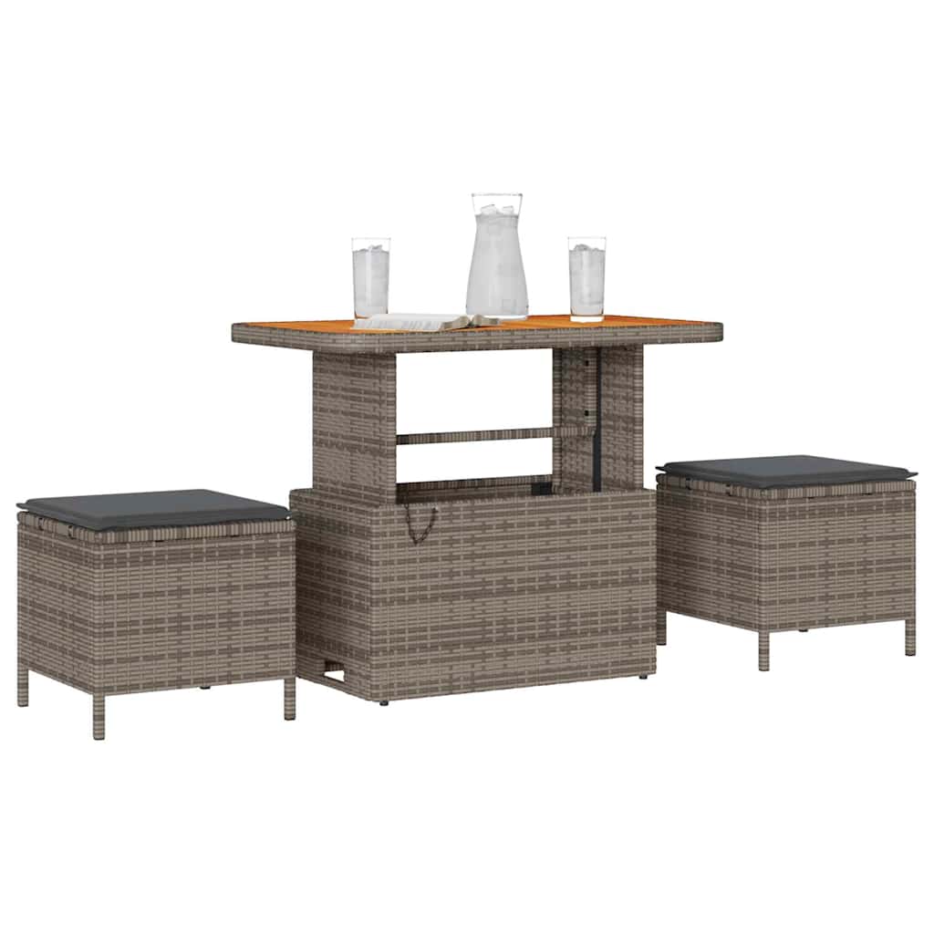 Tuin eettafelset Grijs poly rattan is nu te koop bij PeponiXL, paradijselijk wonen!