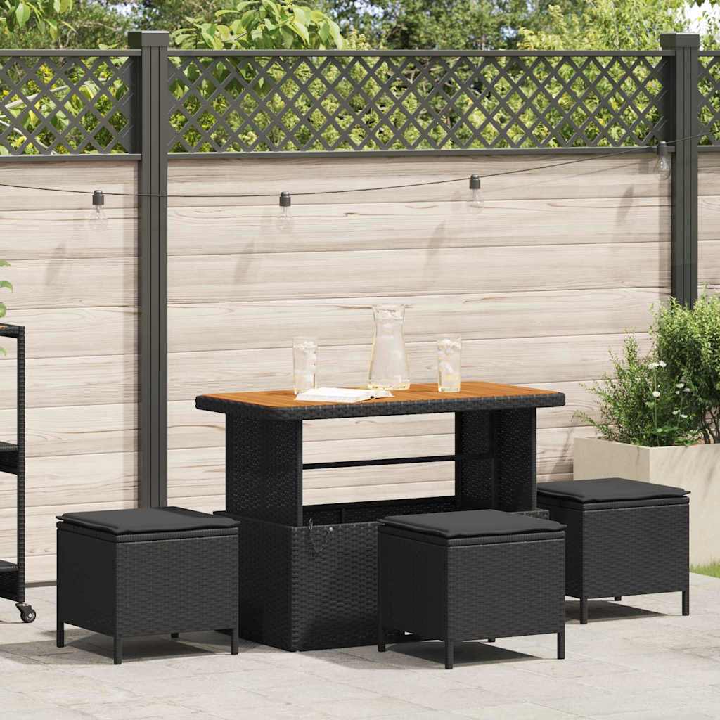 Tuin eettafelset Zwart poly rattan is nu te koop bij PeponiXL, paradijselijk wonen!