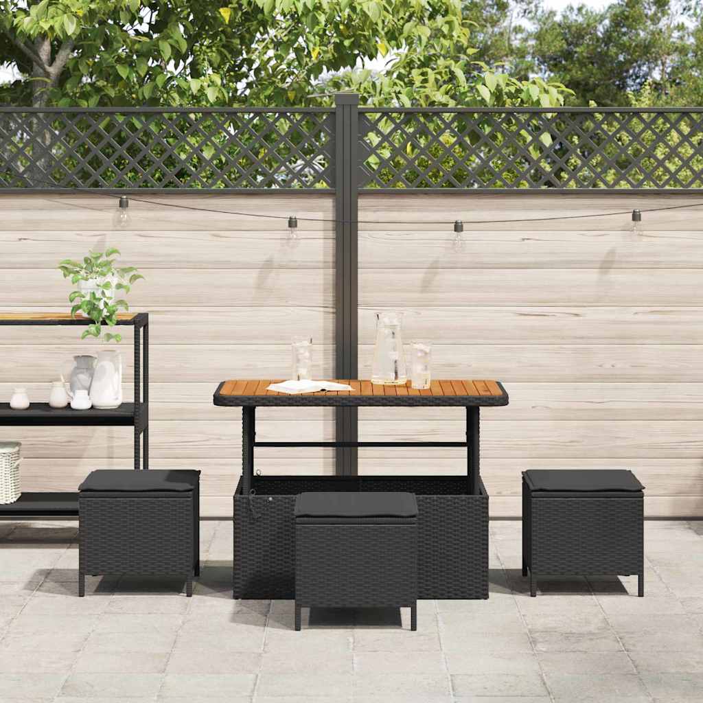 Tuin eettafelset Zwart poly rattan is nu te koop bij PeponiXL, paradijselijk wonen!