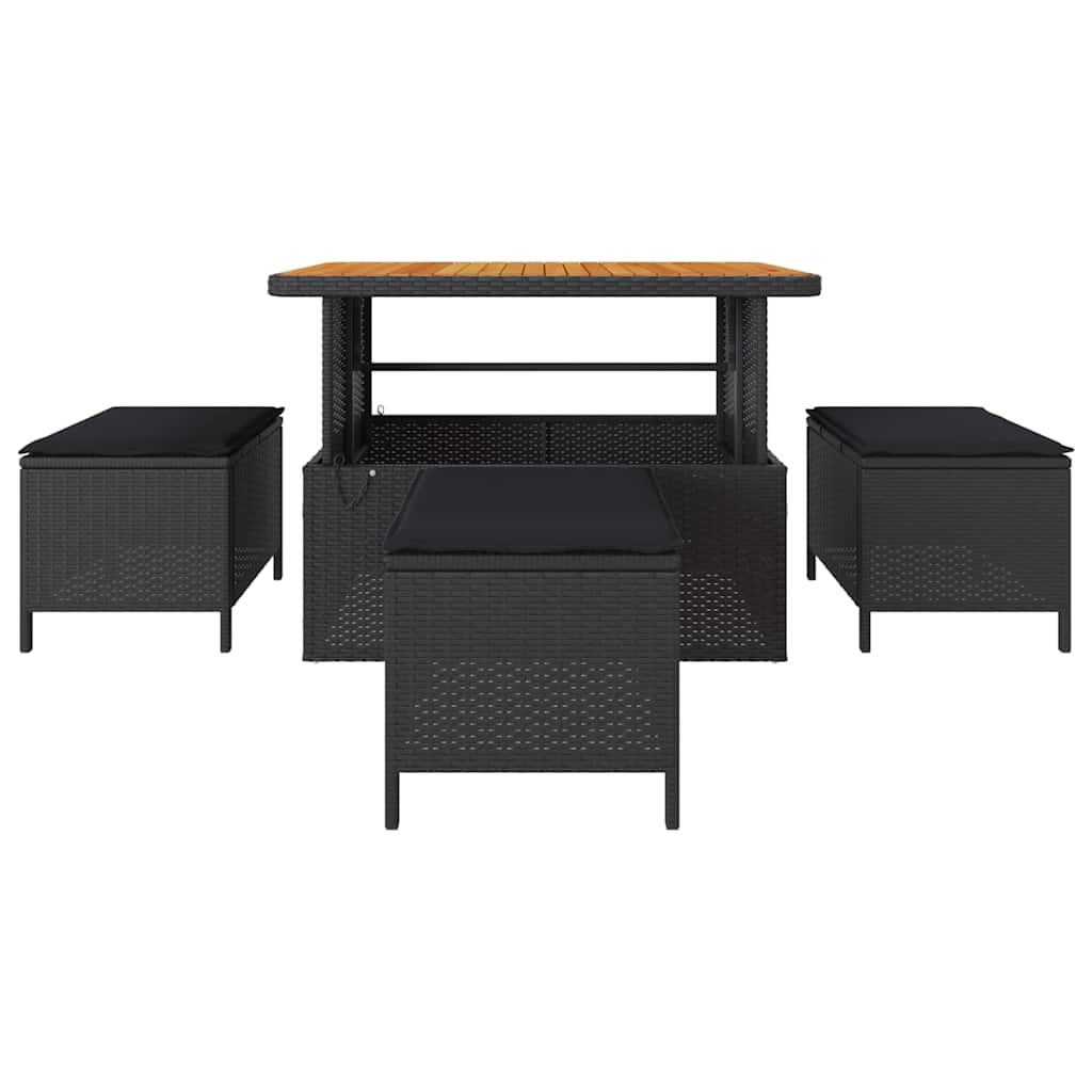 Tuin eettafelset Zwart poly rattan is nu te koop bij PeponiXL, paradijselijk wonen!