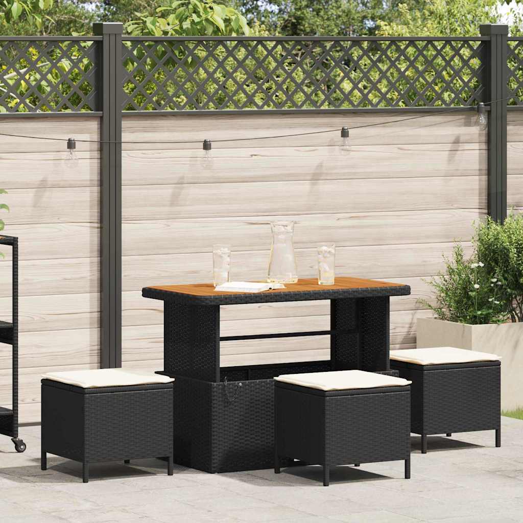 Tuin eettafelset Zwart poly rattan is nu te koop bij PeponiXL, paradijselijk wonen!