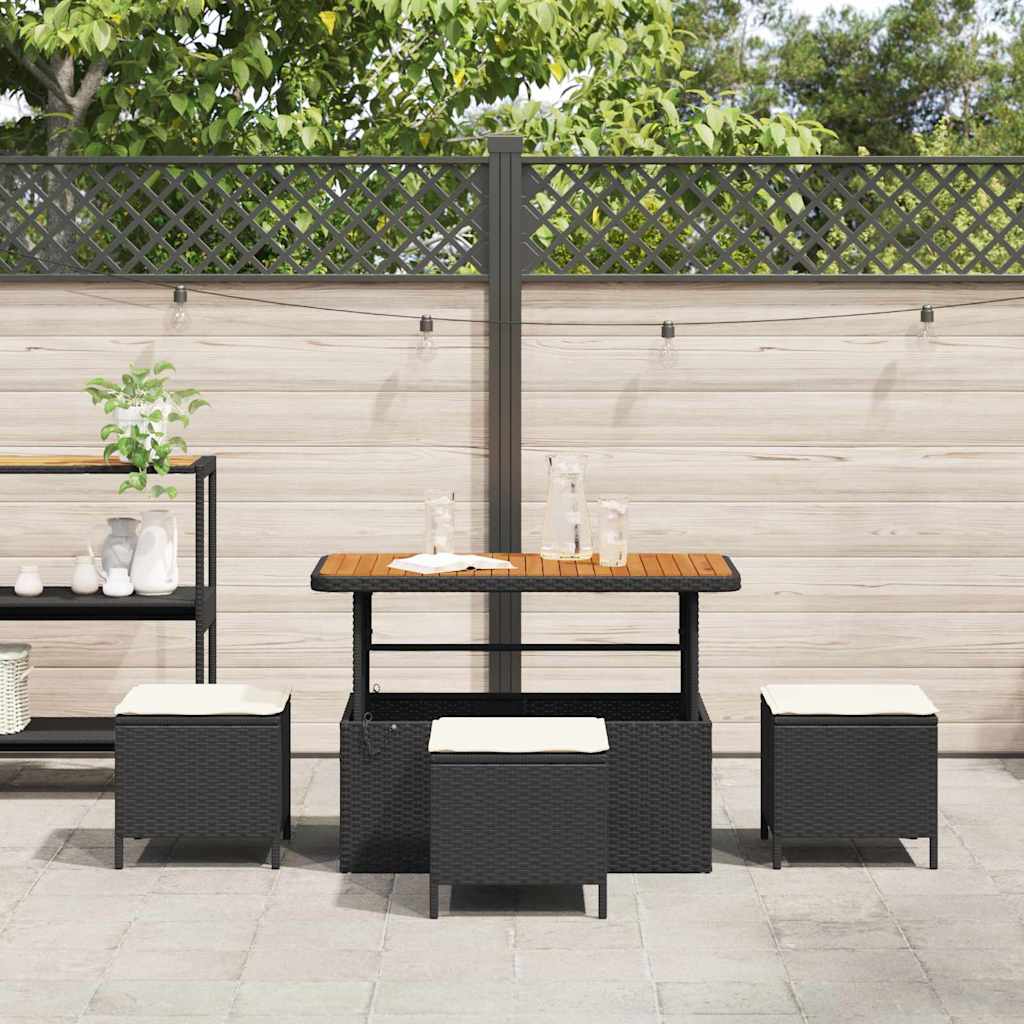 Tuin eettafelset Zwart poly rattan is nu te koop bij PeponiXL, paradijselijk wonen!