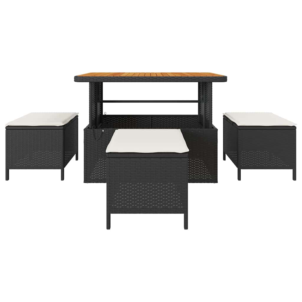Tuin eettafelset Zwart poly rattan is nu te koop bij PeponiXL, paradijselijk wonen!
