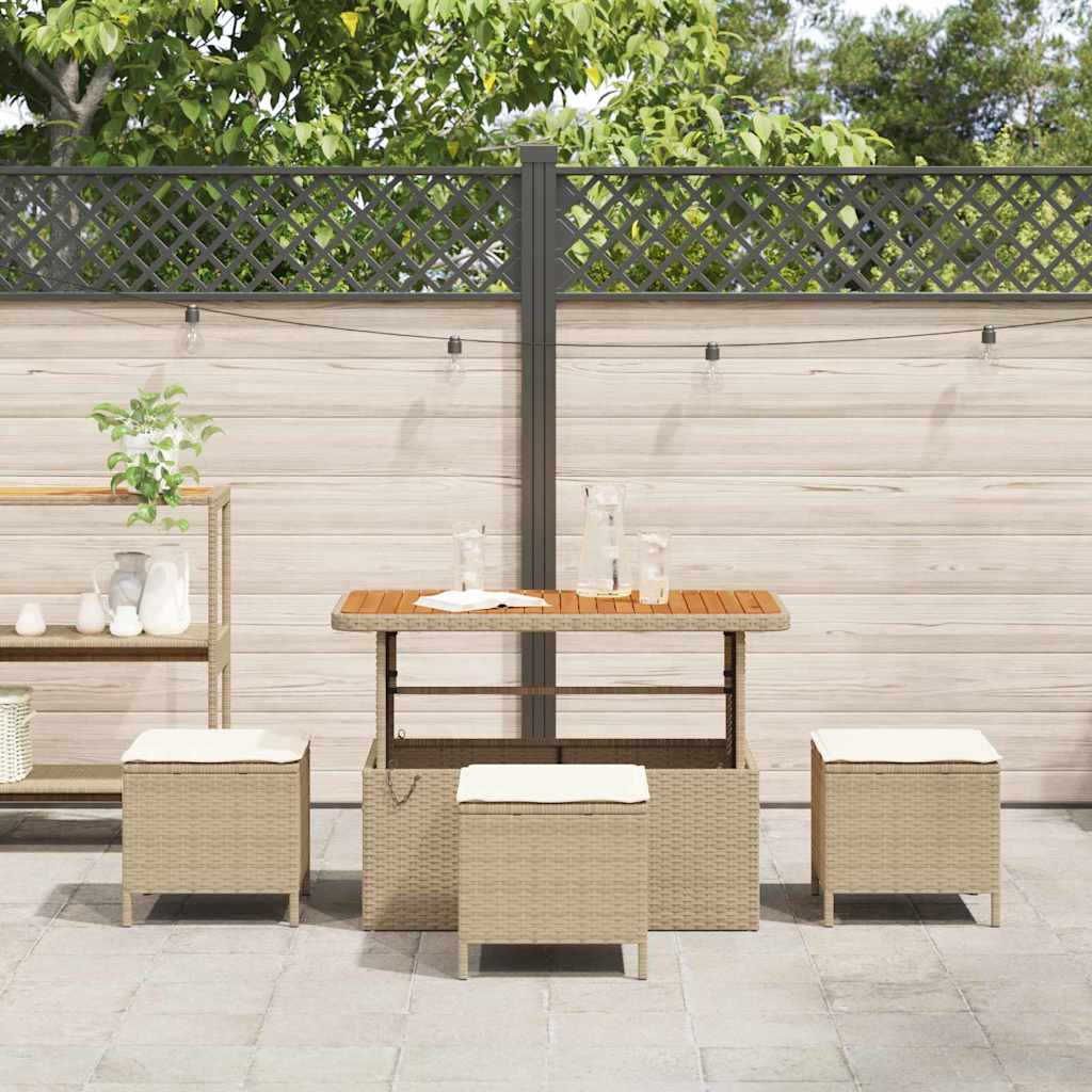 Tuin eettafelset Beige poly rattan is nu te koop bij PeponiXL, paradijselijk wonen!