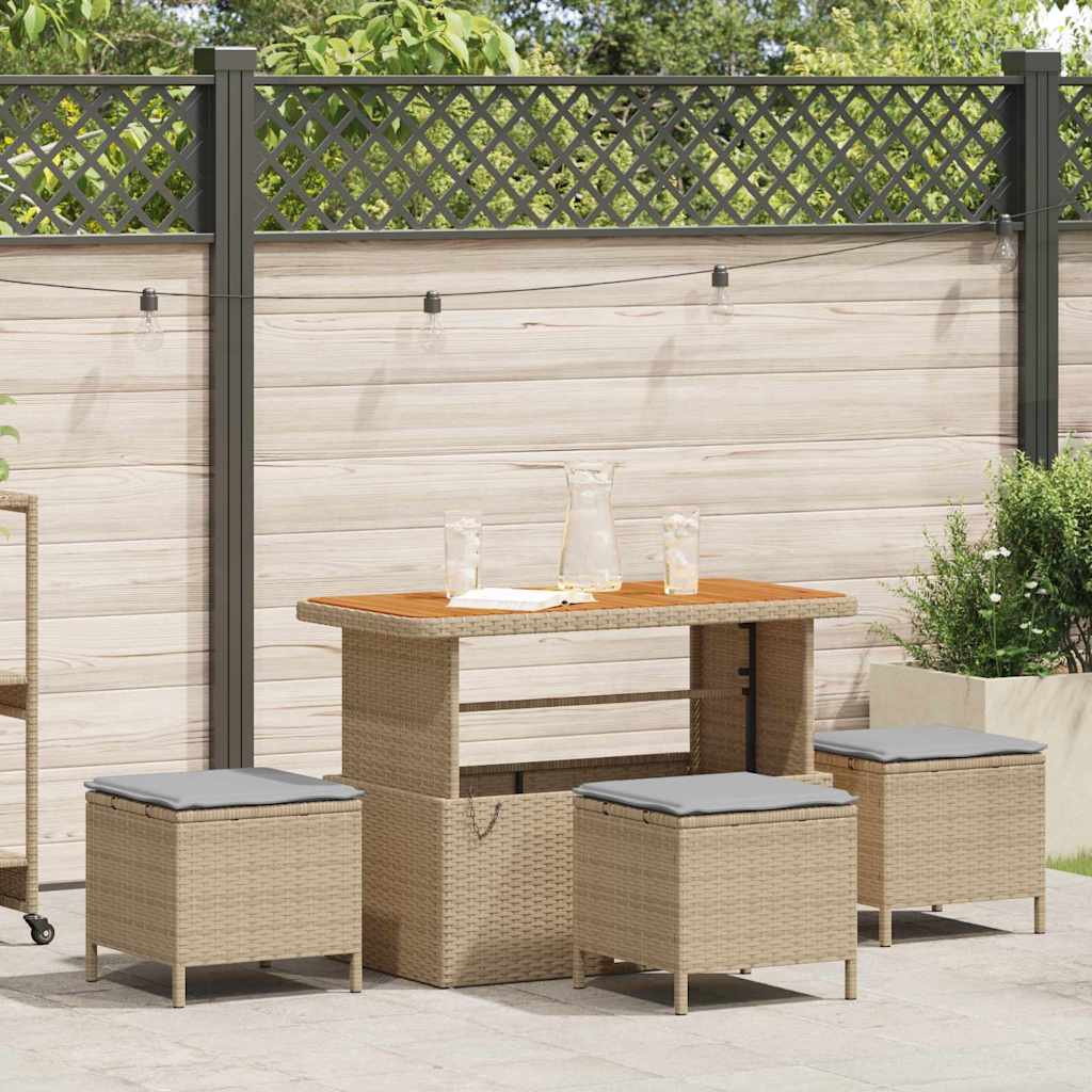 Tuin eettafelset Beige poly rattan is nu te koop bij PeponiXL, paradijselijk wonen!