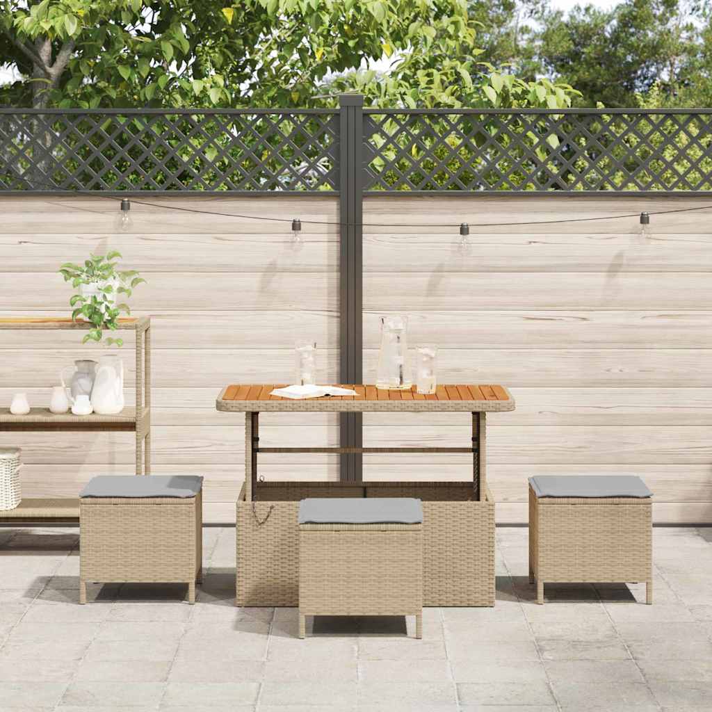 Tuin eettafelset Beige poly rattan is nu te koop bij PeponiXL, paradijselijk wonen!