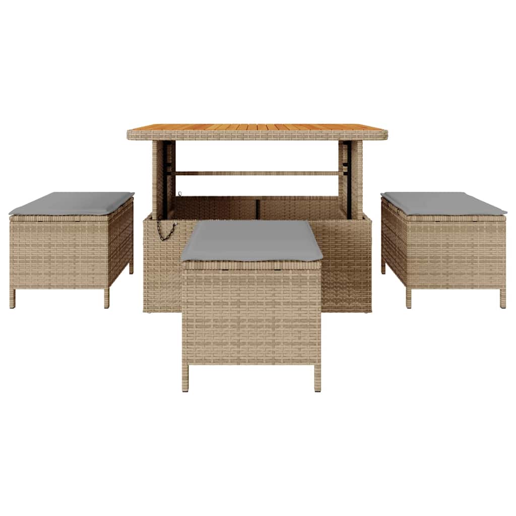 Tuin eettafelset Beige poly rattan is nu te koop bij PeponiXL, paradijselijk wonen!
