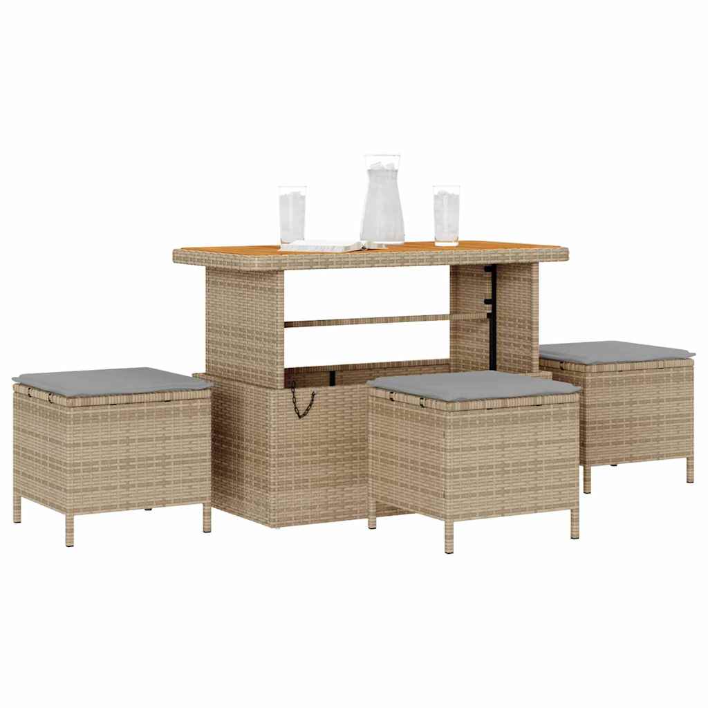 Tuin eettafelset Beige poly rattan is nu te koop bij PeponiXL, paradijselijk wonen!