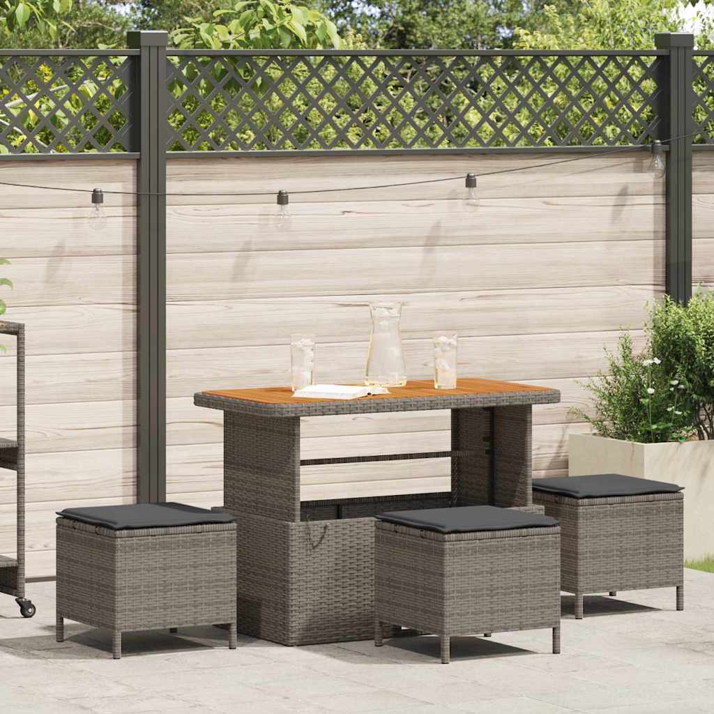 Tuin eettafelset Grijs poly rattan is nu te koop bij PeponiXL, paradijselijk wonen!