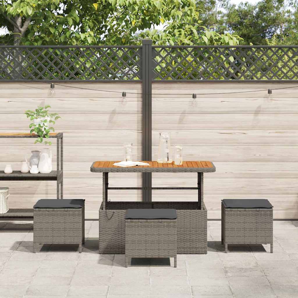 Tuin eettafelset Grijs poly rattan is nu te koop bij PeponiXL, paradijselijk wonen!