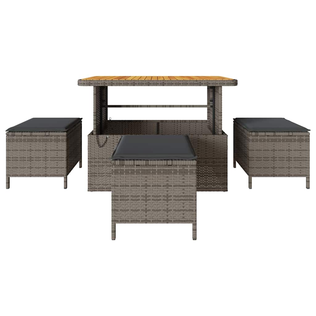 Tuin eettafelset Grijs poly rattan is nu te koop bij PeponiXL, paradijselijk wonen!