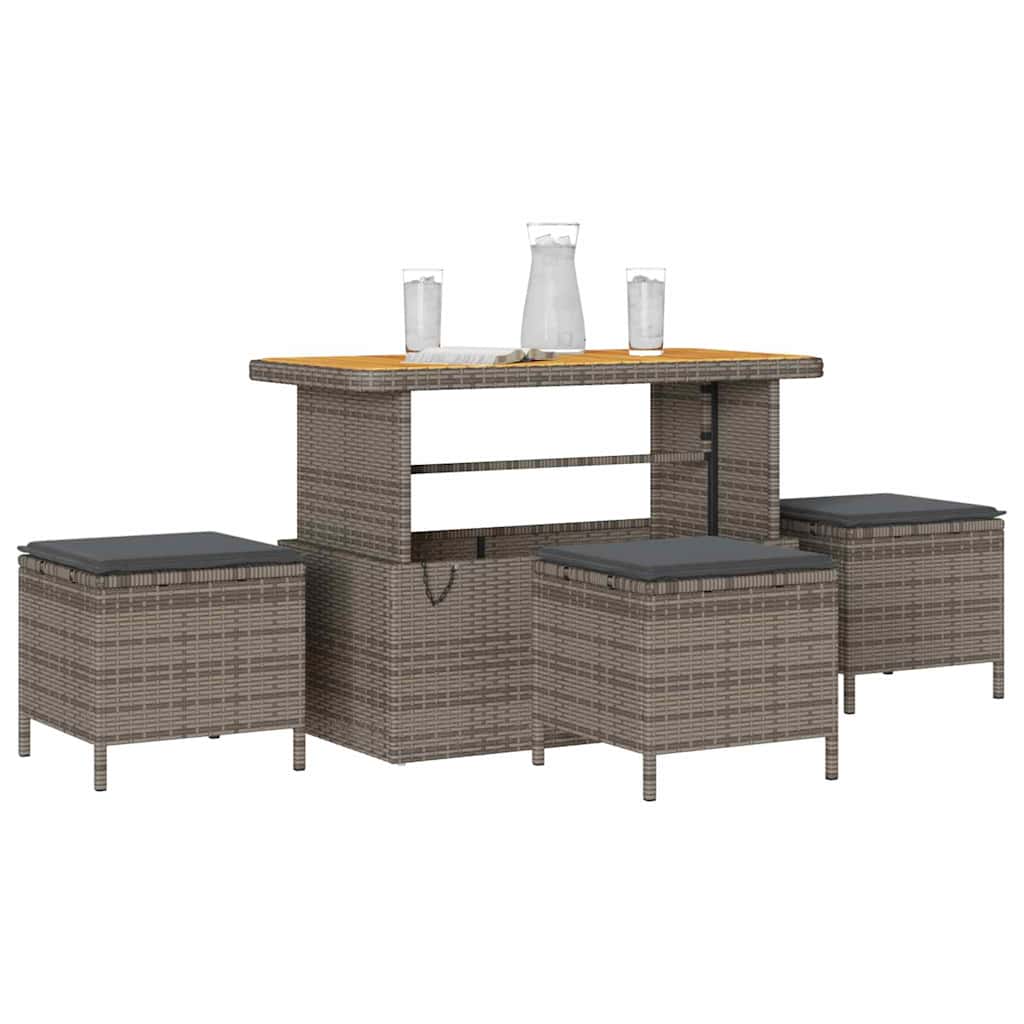 Tuin eettafelset Grijs poly rattan is nu te koop bij PeponiXL, paradijselijk wonen!