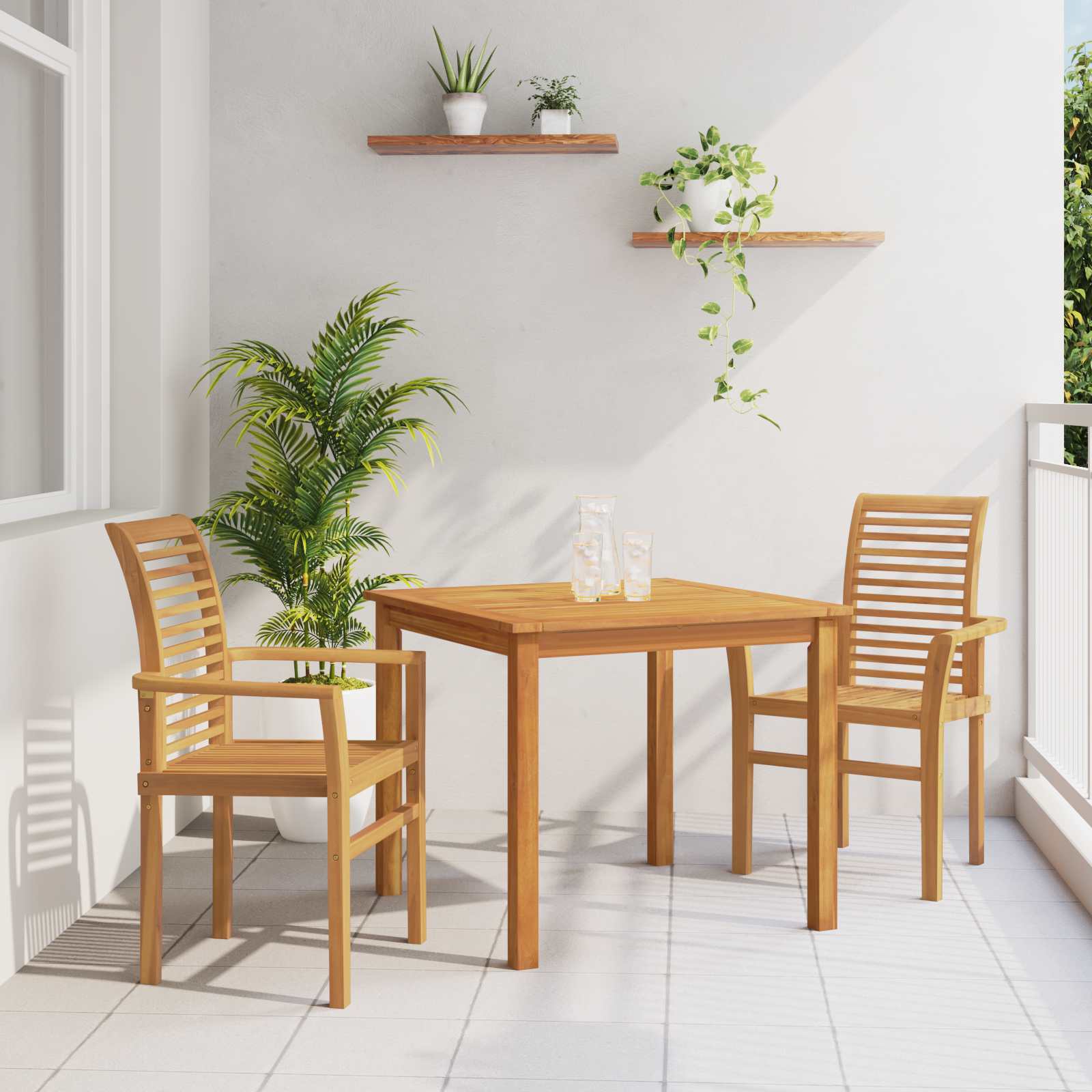 Eetkamerstoel 2 pcs Bruin 62 x 55 x 94 cm Massief Teakhout is nu te koop bij PeponiXL, paradijselijk wonen!