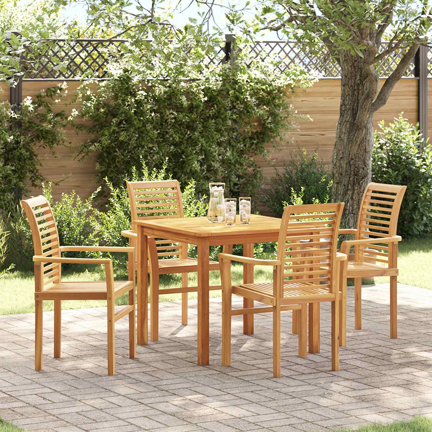 Eetkamerstoel 4 pcs Bruin 62 x 55 x 94 cm Massief Teakhout is nu te koop bij PeponiXL, paradijselijk wonen!