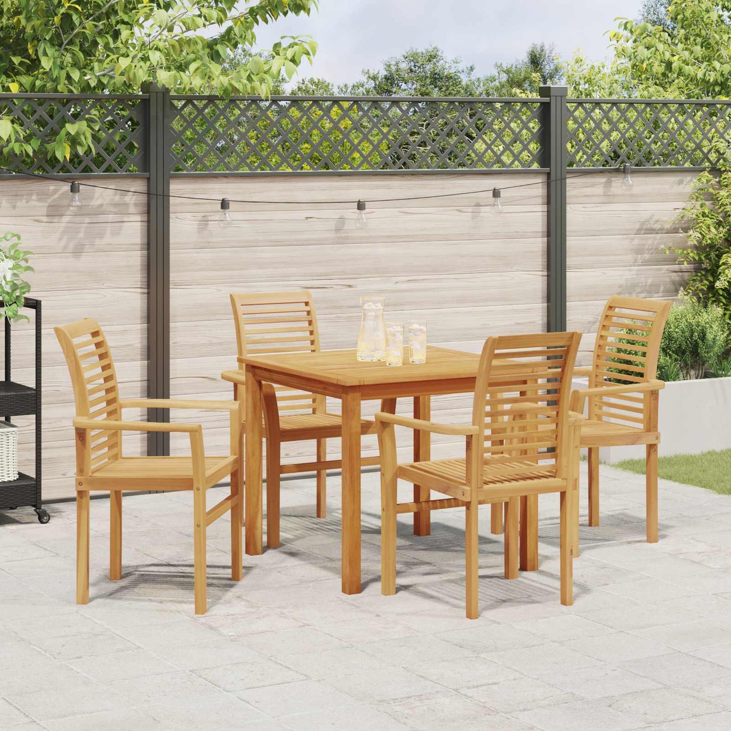 Eetkamerstoel 4 pcs Bruin 62 x 55 x 94 cm Massief Teakhout is nu te koop bij PeponiXL, paradijselijk wonen!