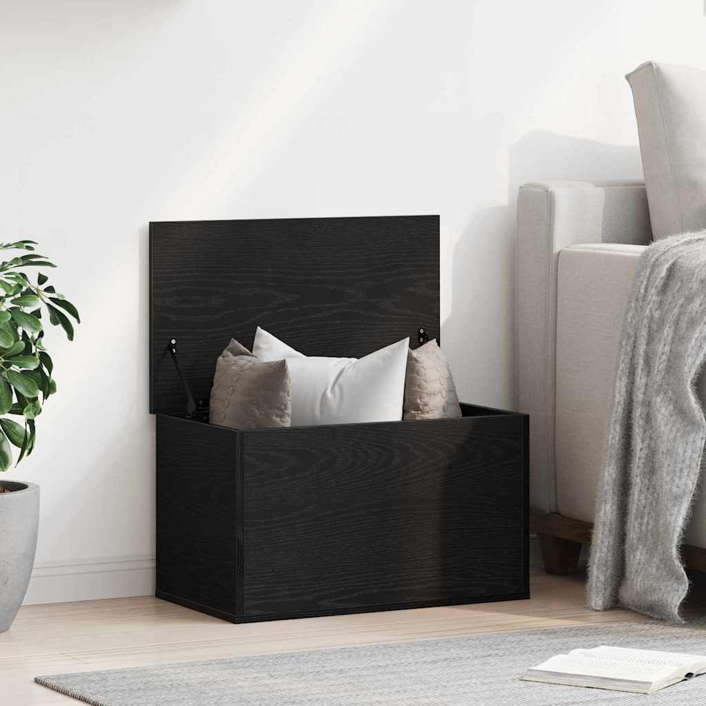 Opslagdoos met opslag Zwart Eiken 60 x 35 x 35 cm Bewerkt hout is nu te koop bij PeponiXL, paradijselijk wonen!
