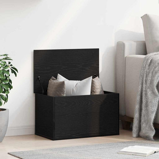 Opslagdoos met opslag Zwart Eiken 60 x 35 x 35 cm Bewerkt hout is nu te koop bij PeponiXL, paradijselijk wonen!