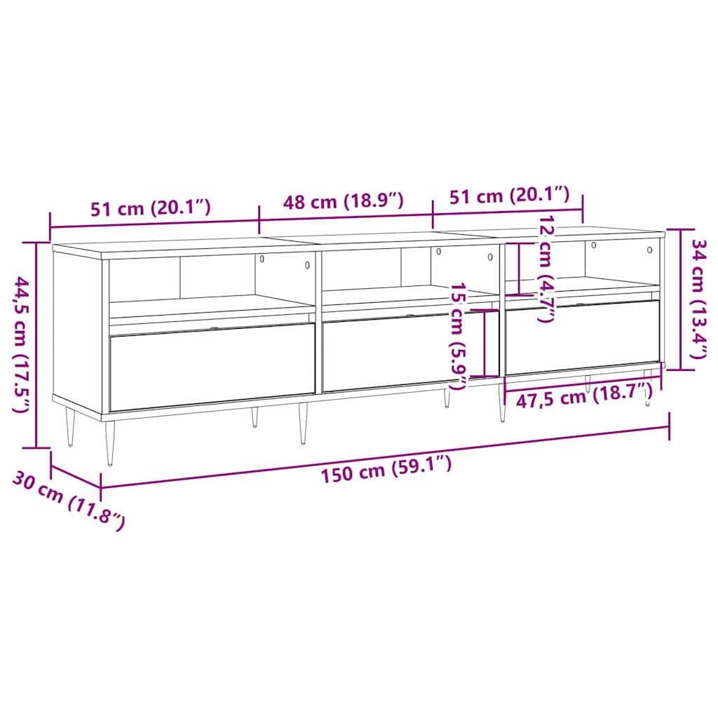 TV-kast Artisan Eiken 150 x 30 x 45 cm Bewerkt hout is nu te koop bij PeponiXL, paradijselijk wonen!