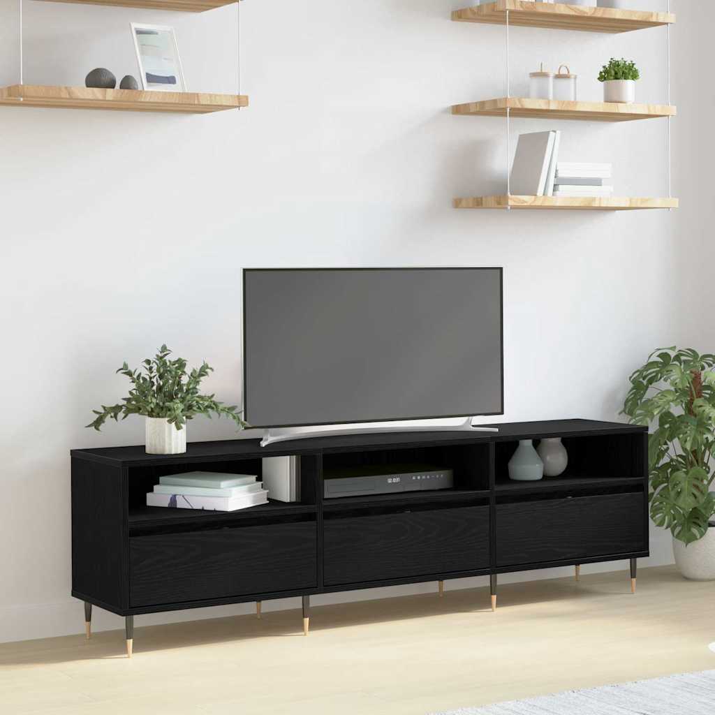 TV-kast Zwart Eiken 150 x 30 x 45 cm Bewerkt hout is nu te koop bij PeponiXL, paradijselijk wonen!