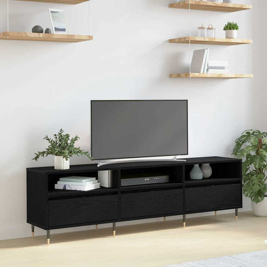 TV-kast Zwart Eiken 150 x 30 x 45 cm Bewerkt hout is nu te koop bij PeponiXL, paradijselijk wonen!