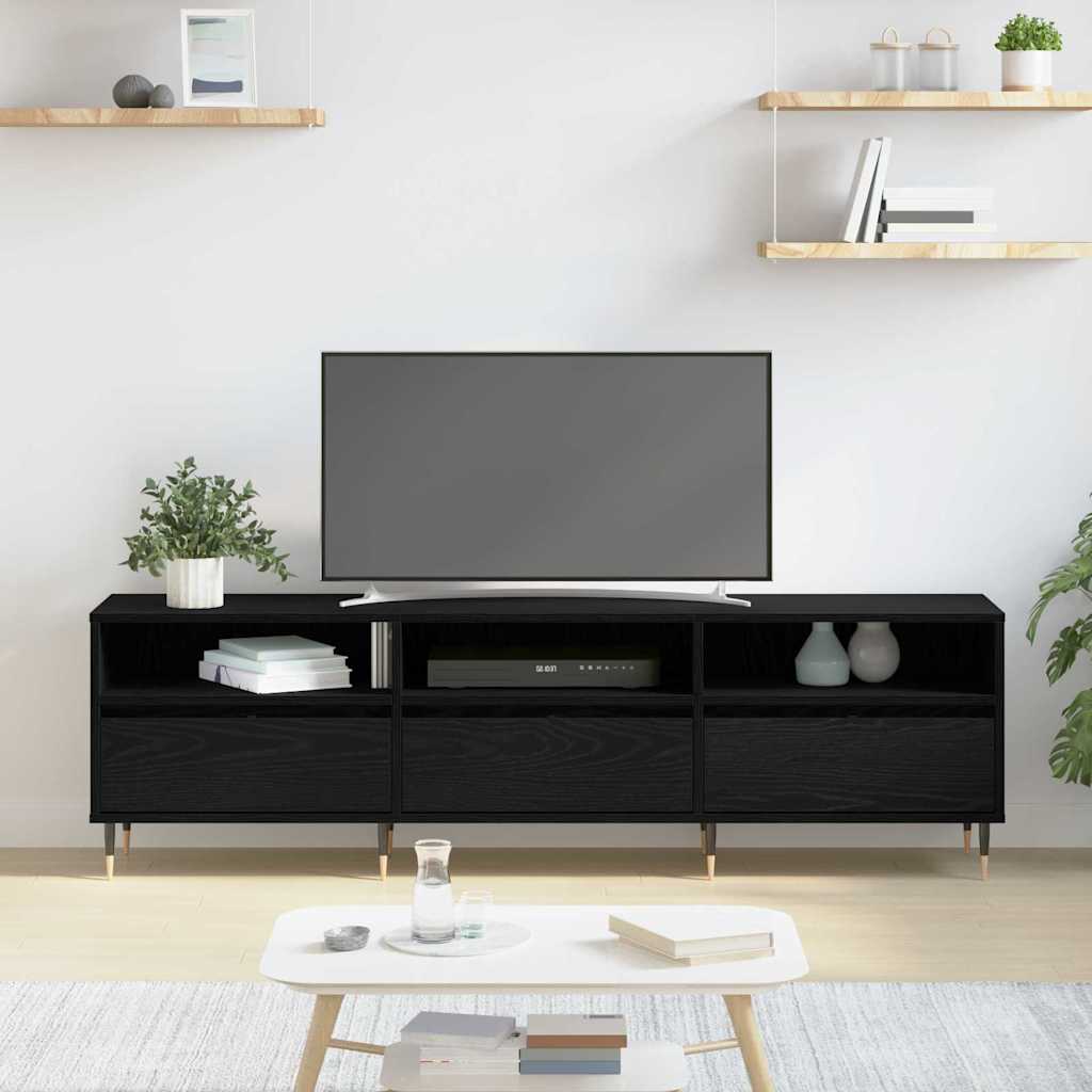 TV-kast Zwart Eiken 150 x 30 x 45 cm Bewerkt hout is nu te koop bij PeponiXL, paradijselijk wonen!
