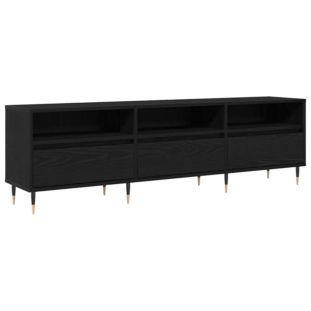 TV-kast Zwart Eiken 150 x 30 x 45 cm Bewerkt hout is nu te koop bij PeponiXL, paradijselijk wonen!